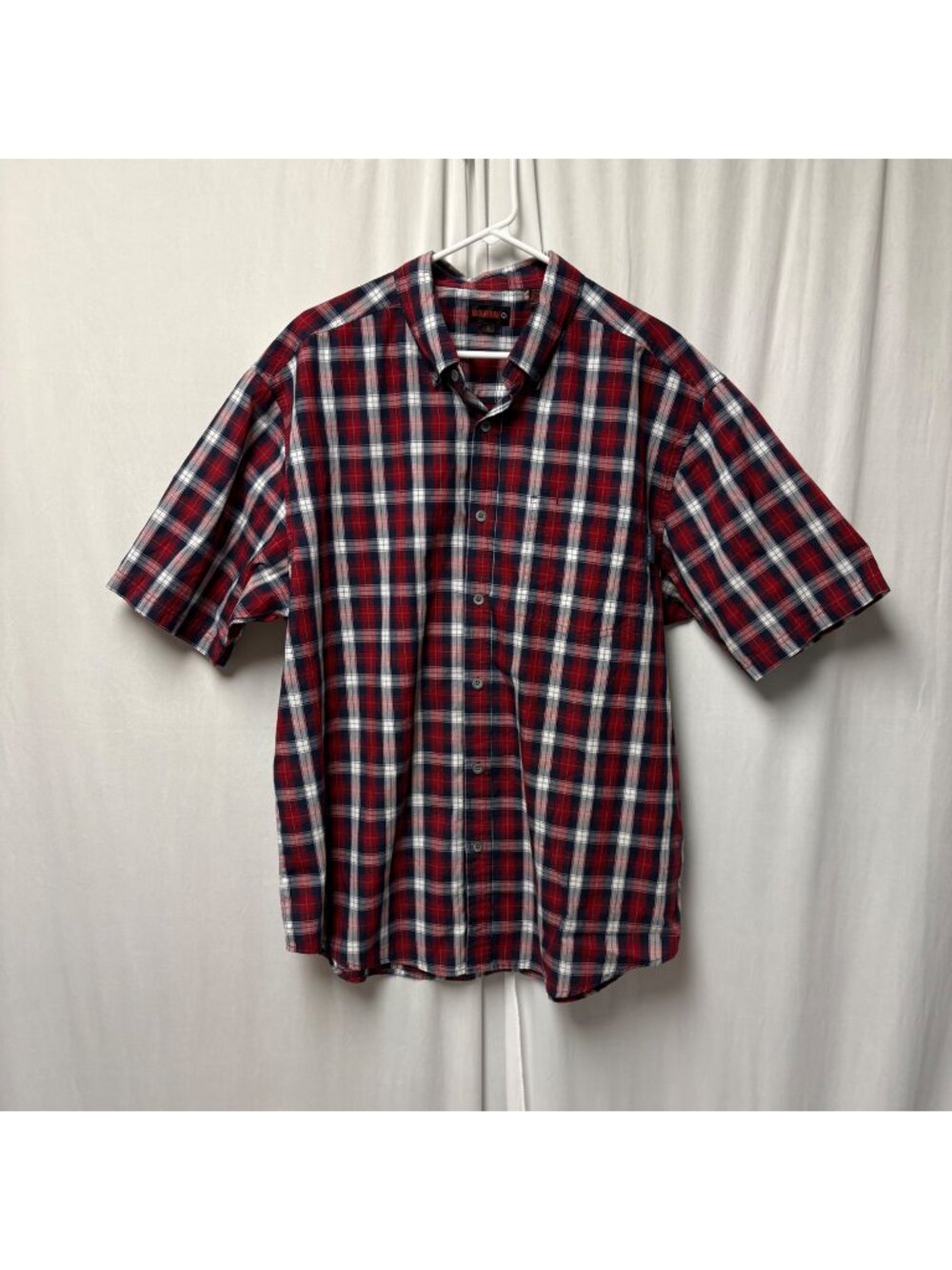 Wolverine Short Sleeve Shirt Mens Size XL Red Blue White Plaid Button-Up Casual